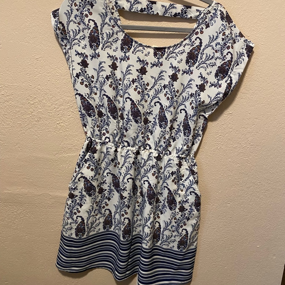 Hippie Rose Blue and White Paisley Dress